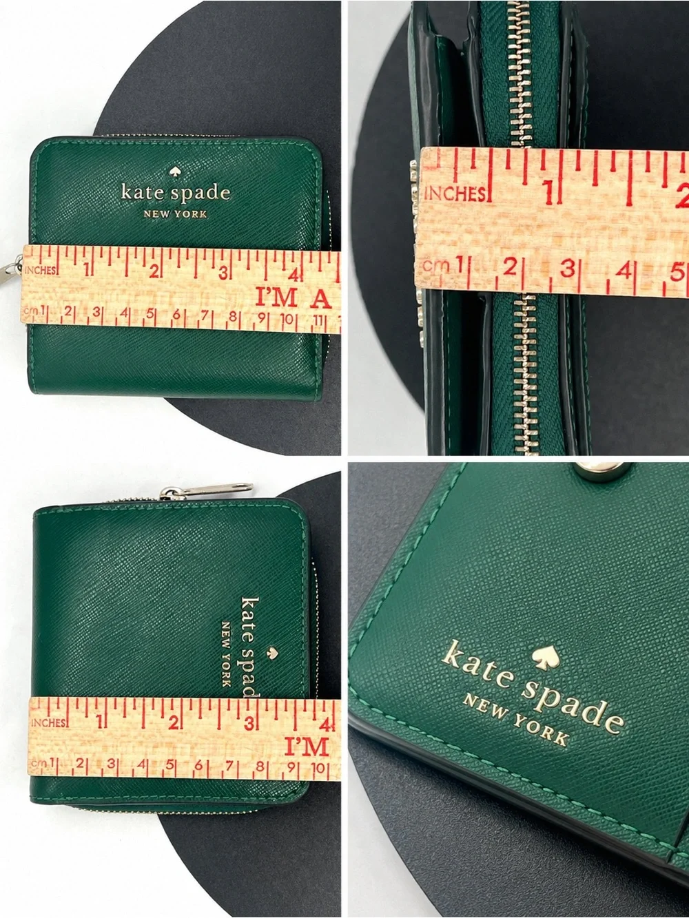 Kate Spade New York Green Zip Around Wallet Coin Purse Compact Wallet